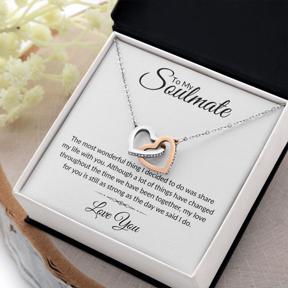 To My Soulmate | The Most Wonderful Thing | Interlocking Hearts Necklace | Romantic Christmas Gift Ideas