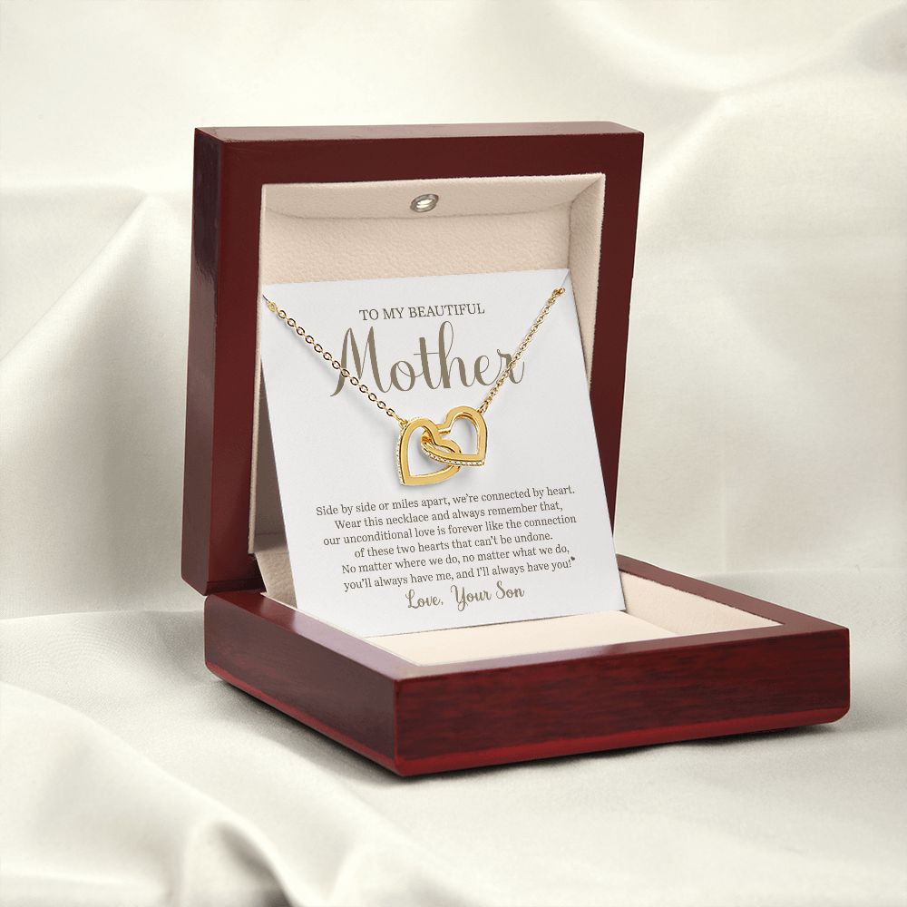 Mother Side By Side, Interlocking Hearts Necklace, Anniversary Gift For Mom