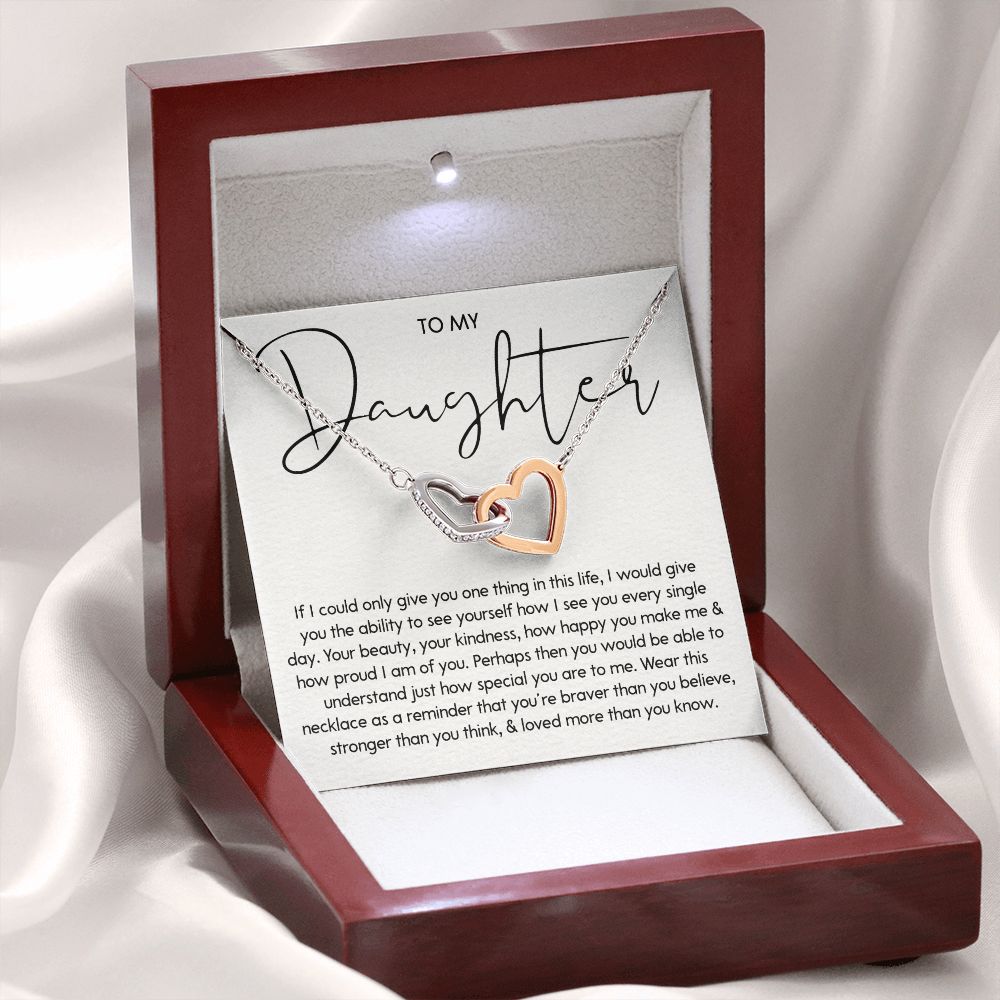To My Daughter - You Are Special, Interlocking Hearts Necklace Gift