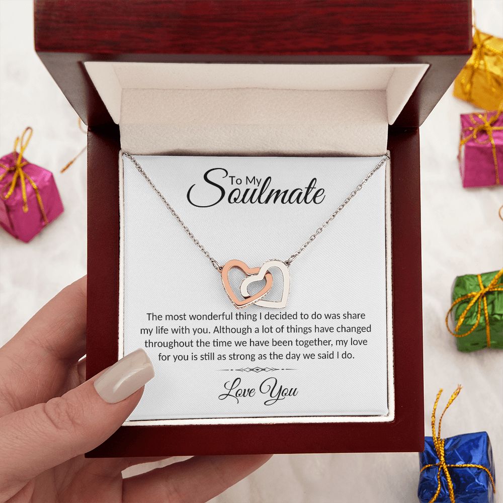 To My Soulmate | The Most Wonderful Thing | Interlocking Hearts Necklace | Romantic Christmas Gift Ideas