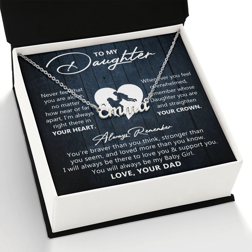 Daughter Love & Support You, Personalized Name Necklace, Custom Jewelry, Gift For Daughter From Dad