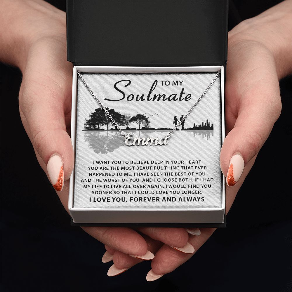 Soulmate Deep In Your Heart, Personalized Name Necklace, Custom Jewelry, Romantic Gift For Her