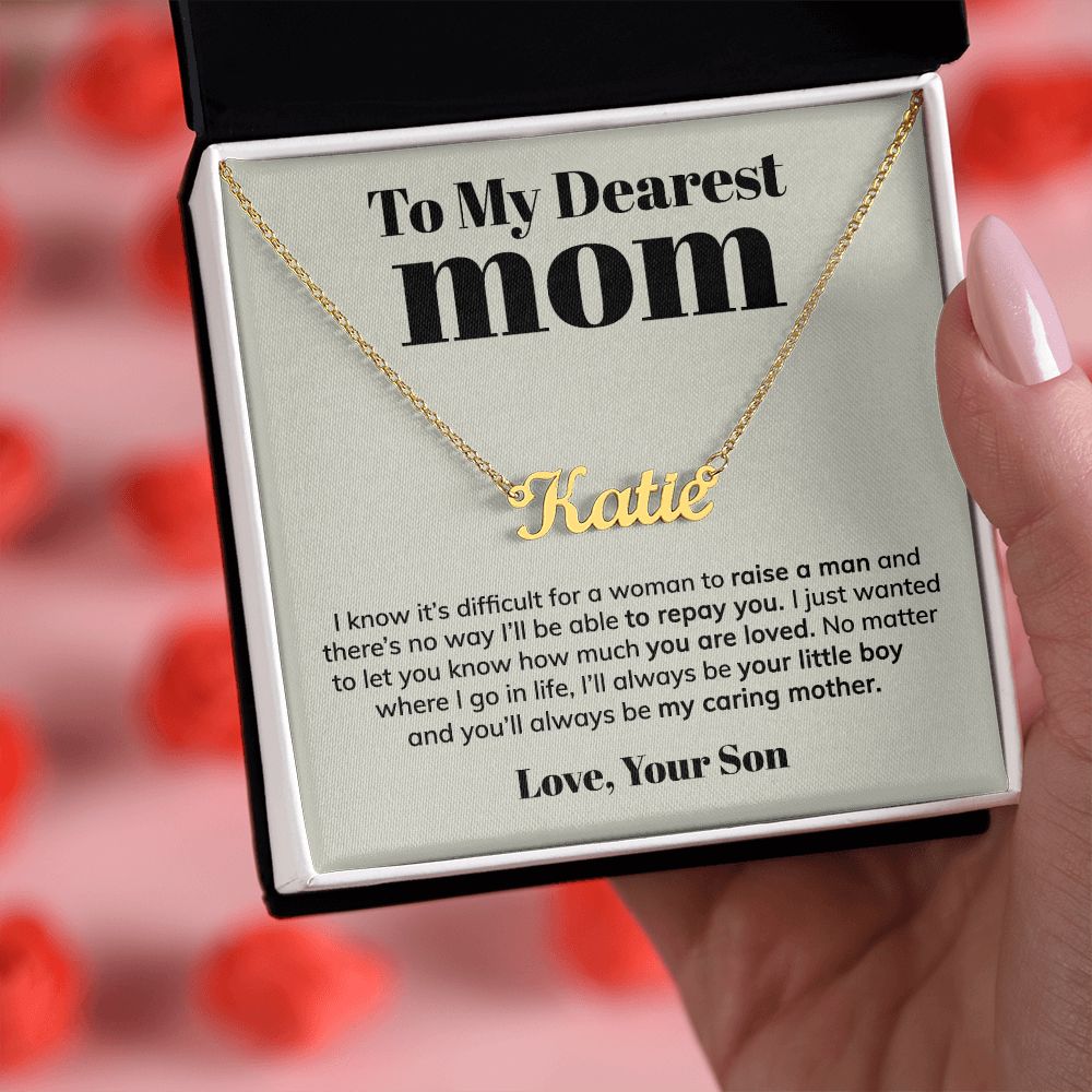 Mom Raise A Man, Personalized Name Necklace, Mother's Day Gift Idea From Son, Custom Name Jewelry
