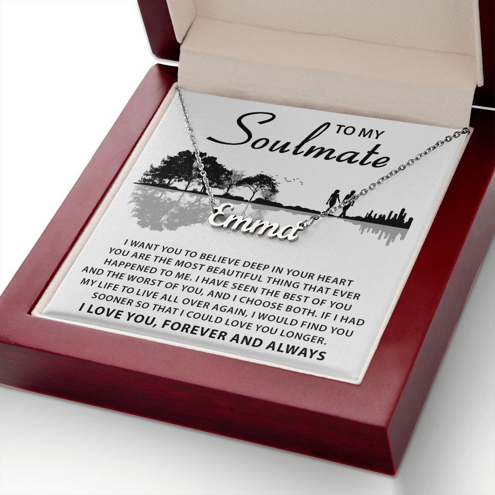 Soulmate Deep In Your Heart, Personalized Name Necklace, Custom Jewelry, Romantic Gift For Her