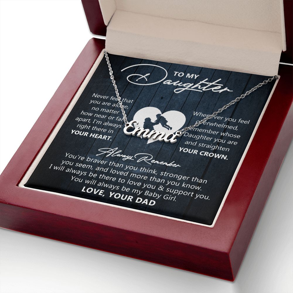 Daughter Love & Support You, Personalized Name Necklace, Custom Jewelry, Gift For Daughter From Dad