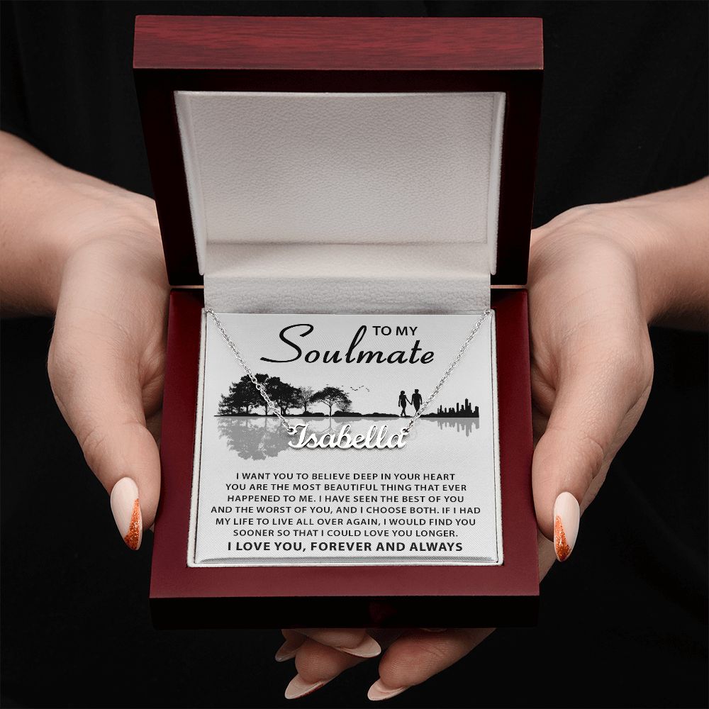 Soulmate Deep In Your Heart, Personalized Name Necklace, Custom Jewelry, Romantic Gift For Her