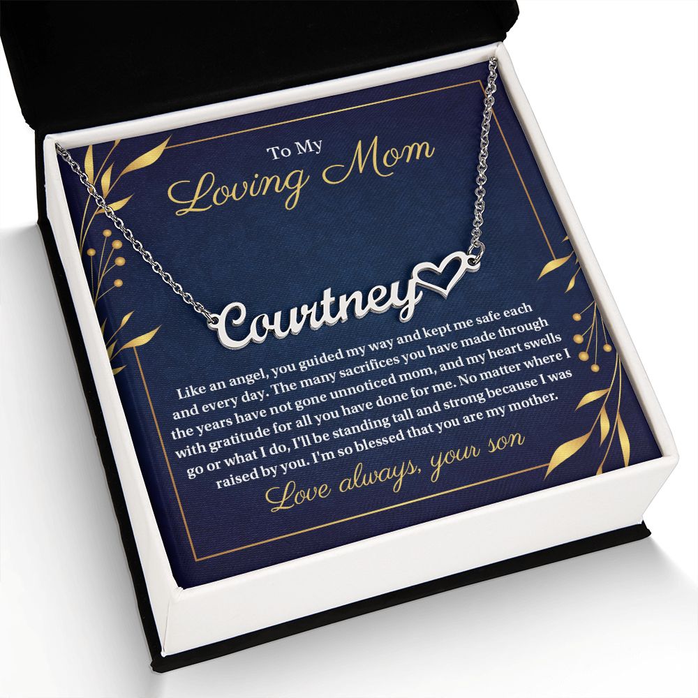 To My Loving Mom - Blessed That You Are My Mother, Heart Name Personalized Necklace Gift