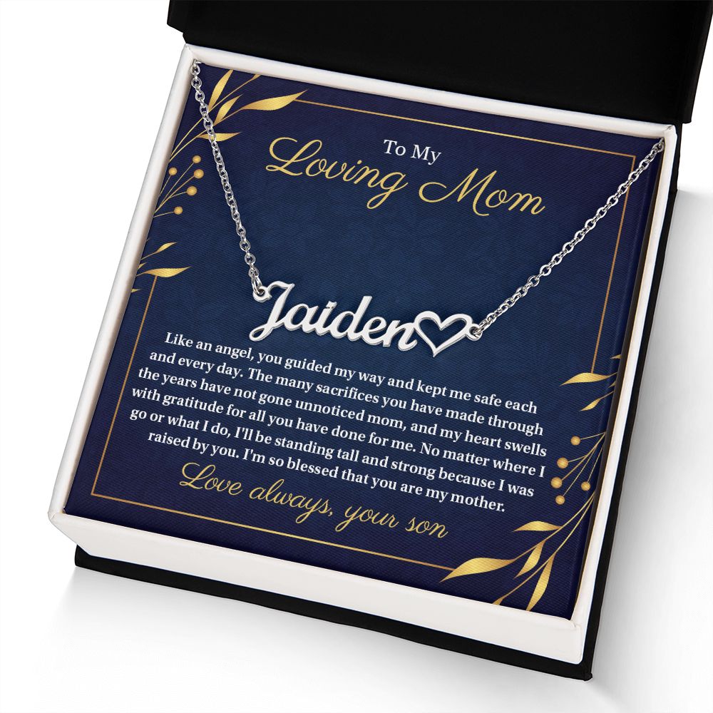 To My Loving Mom - Blessed That You Are My Mother, Heart Name Personalized Necklace Gift