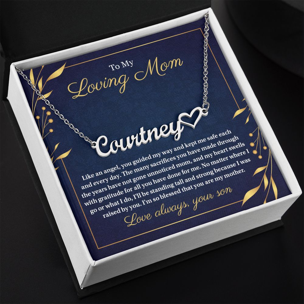 To My Loving Mom - Blessed That You Are My Mother, Heart Name Personalized Necklace Gift