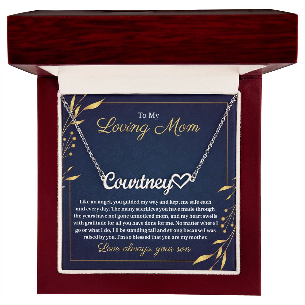 To My Loving Mom - Blessed That You Are My Mother, Heart Name Personalized Necklace Gift