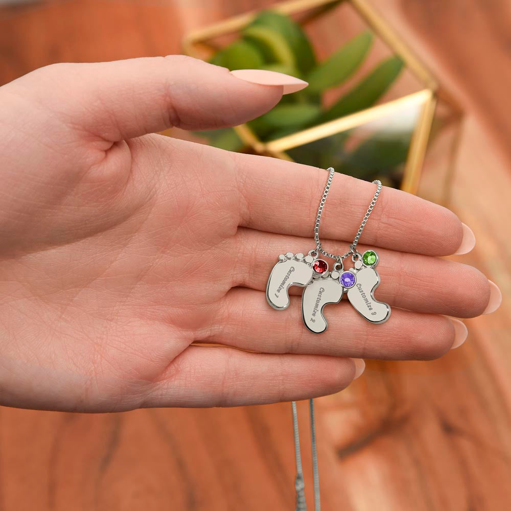 Mom You Mean More To Me, Custom Baby Feet Necklace
