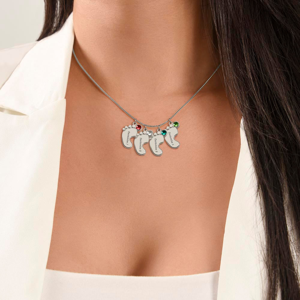 Mom You Mean More To Me, Custom Baby Feet Necklace