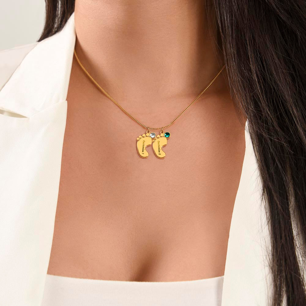 Mom You Mean More To Me, Custom Baby Feet Necklace