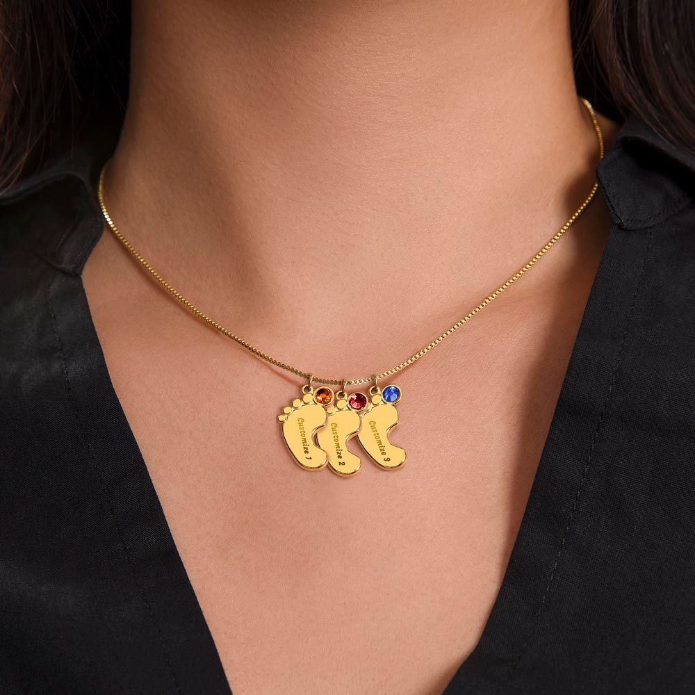 Mom You Mean More To Me, Custom Baby Feet Necklace