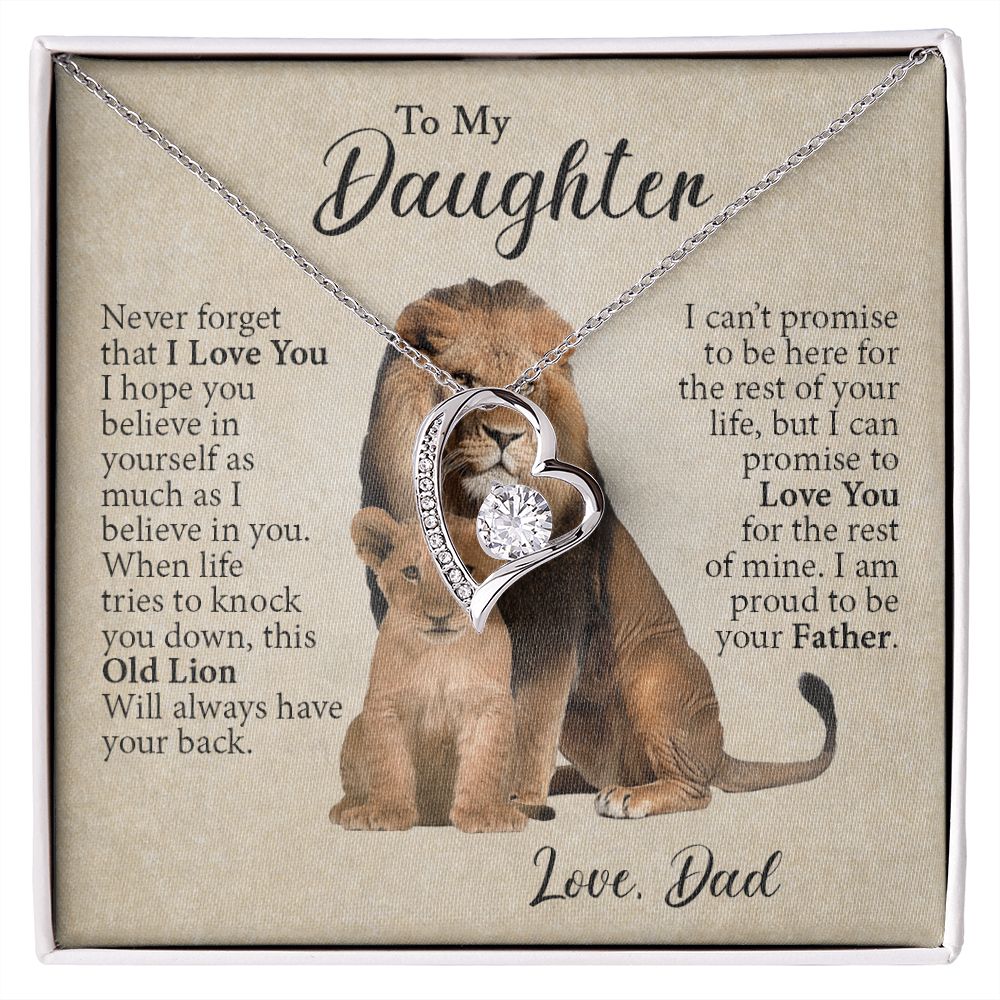 To My Daughter | This Old Lion Will Always Have Your Back | Forever Love Necklace Gift From Dad