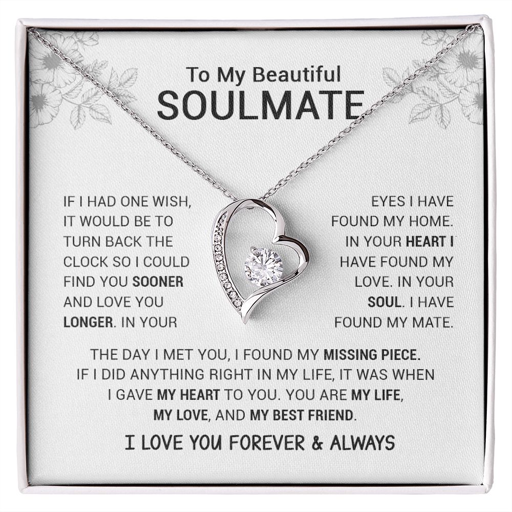 TRYNDI™ To My Amazing Soulmate Floating Heart Necklace With Authentic Swarovski Crystals main image 0