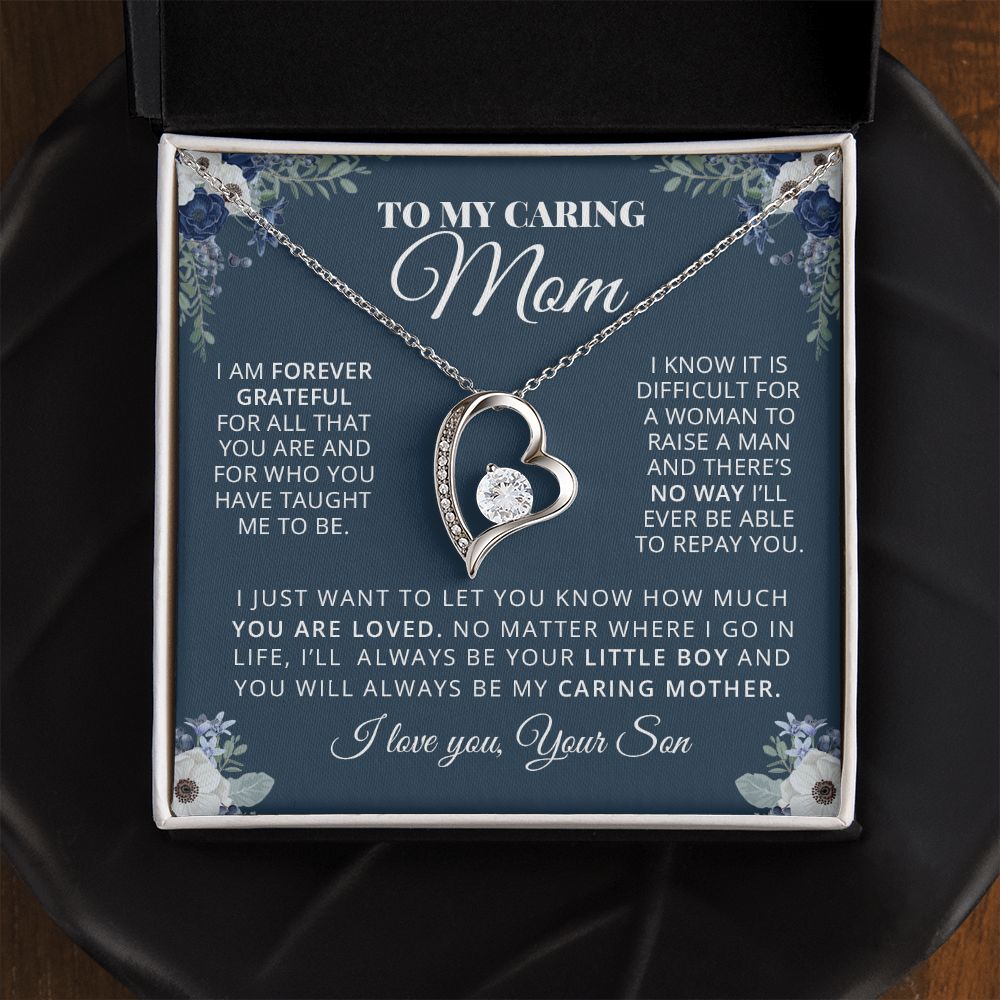 Mom My Caring Mother, Forever Love Necklace, Gift For Mom From Son, Mother's Day Gift Idea