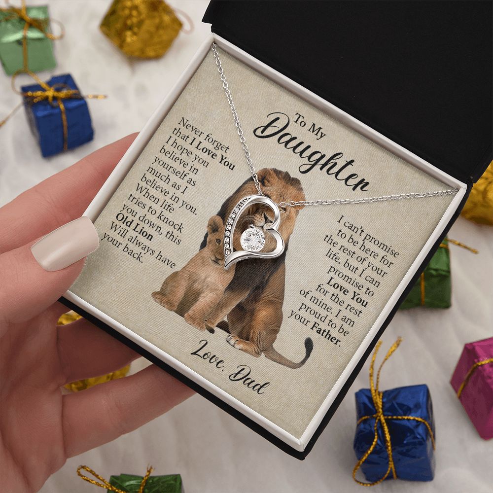 To My Daughter | This Old Lion Will Always Have Your Back | Forever Love Necklace Gift From Dad
