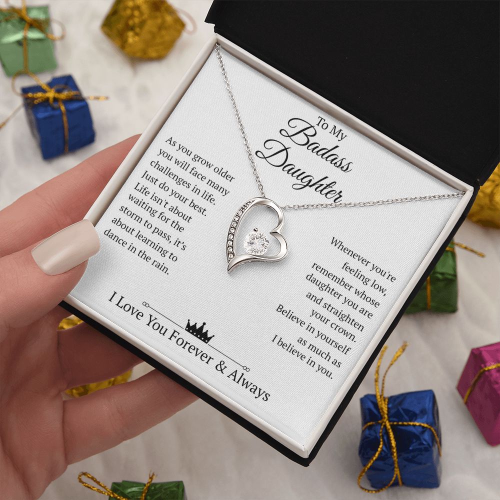 To My Daughter - Just Do Your Best, Forever Love Necklace