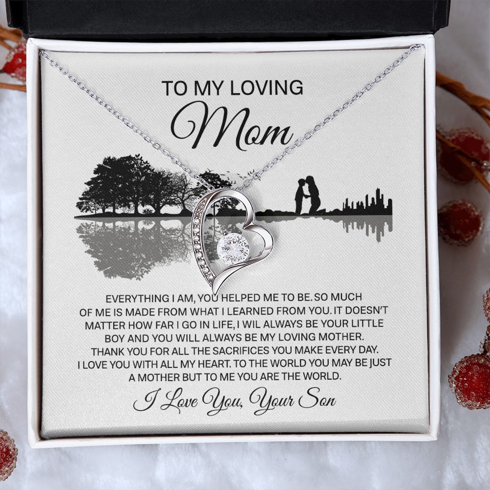 Loving Mom You Are The World, Forever Love Necklace, Mother's Day Gift Idea, Necklace For Mom from Son
