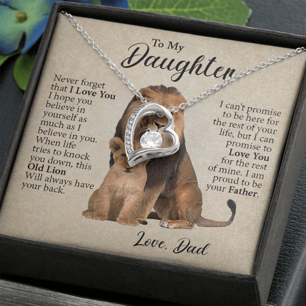 To My Daughter | This Old Lion Will Always Have Your Back | Forever Love Necklace Gift From Dad