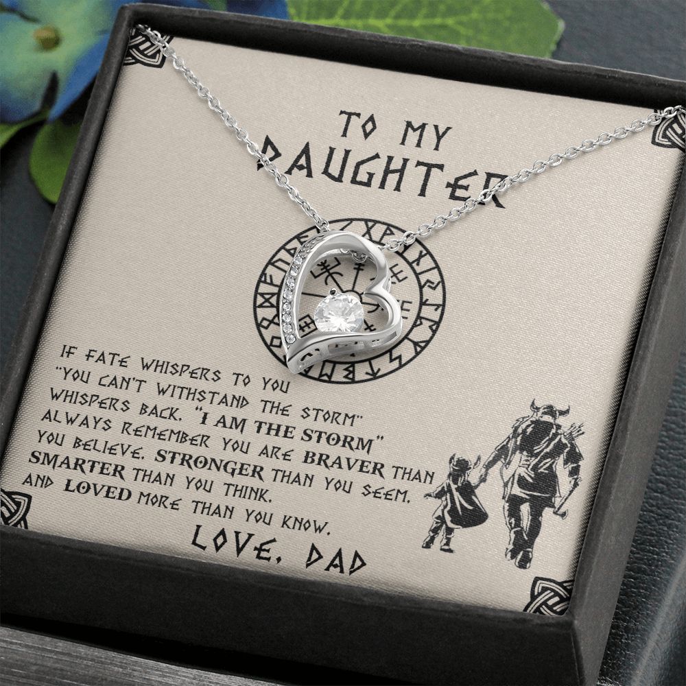 To My Daughter | The Storm | Viking Dad To Daughter Gift | Forever Love Necklace