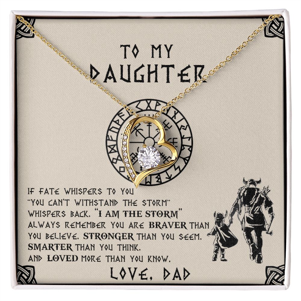 To My Daughter | The Storm | Viking Dad To Daughter Gift | Forever Love Necklace