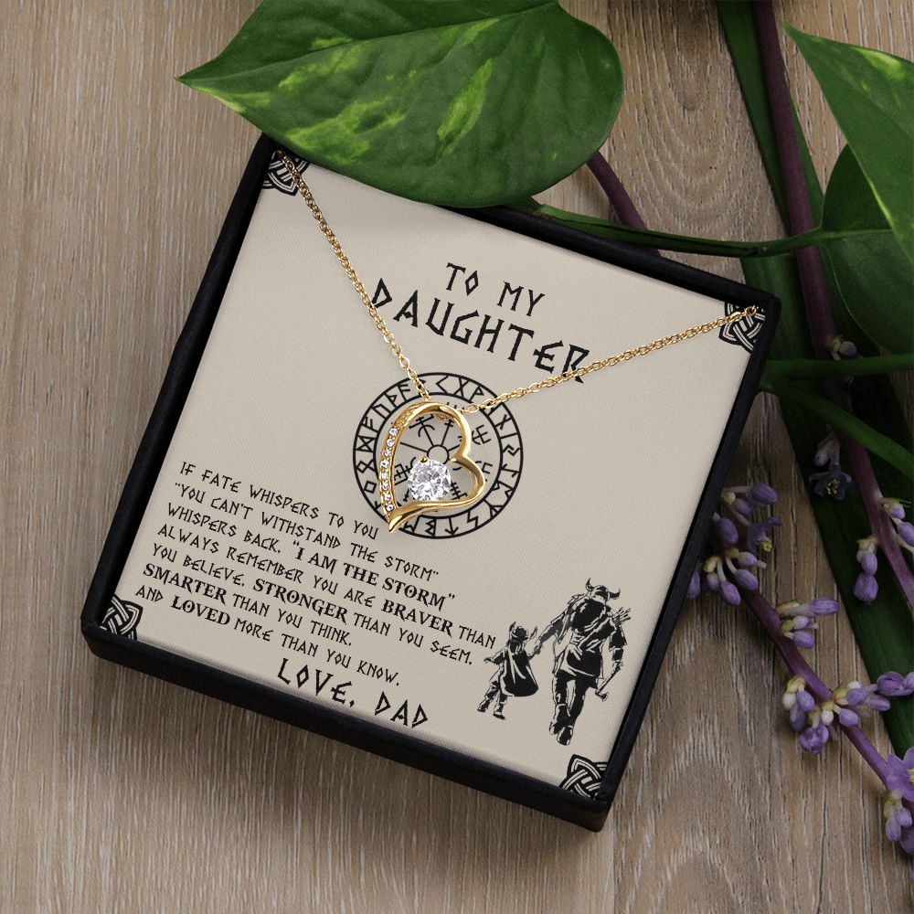 To My Daughter | The Storm | Viking Dad To Daughter Gift | Forever Love Necklace