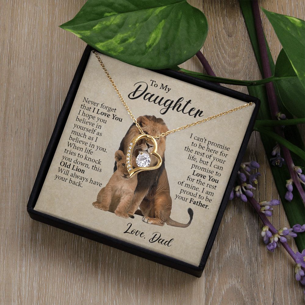 To My Daughter | This Old Lion Will Always Have Your Back | Forever Love Necklace Gift From Dad