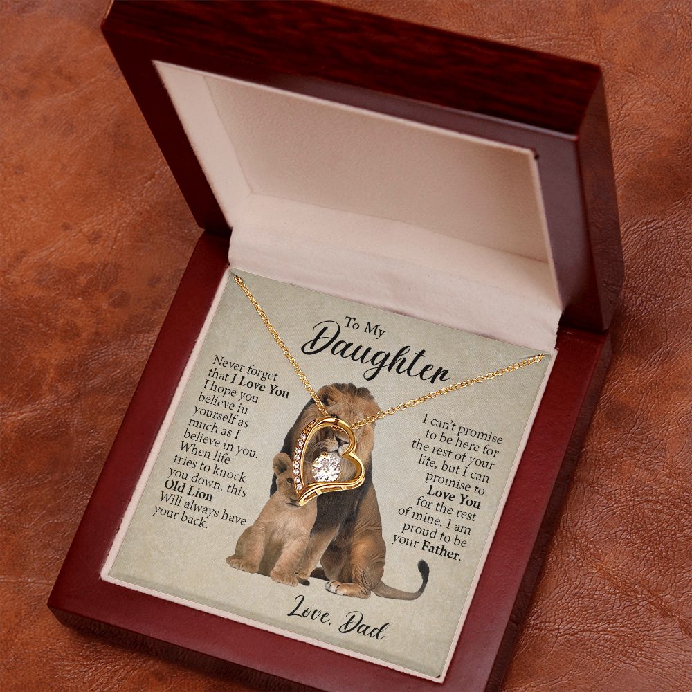 To My Daughter | This Old Lion Will Always Have Your Back | Forever Love Necklace Gift From Dad