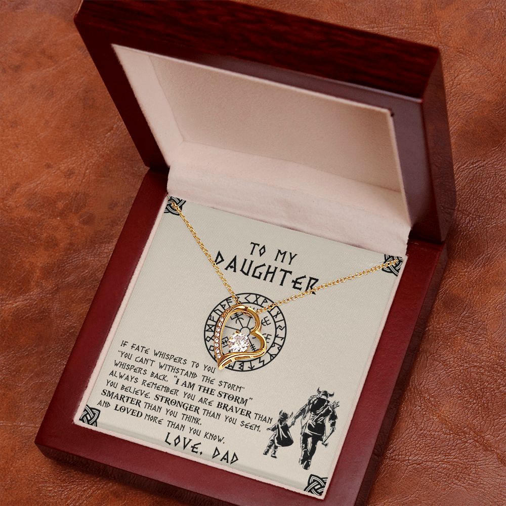 To My Daughter | The Storm | Viking Dad To Daughter Gift | Forever Love Necklace