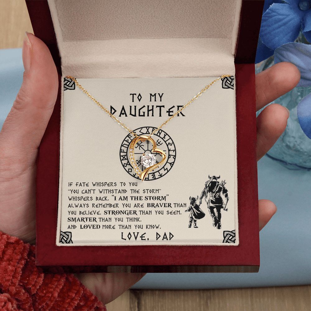 To My Daughter | The Storm | Viking Dad To Daughter Gift | Forever Love Necklace