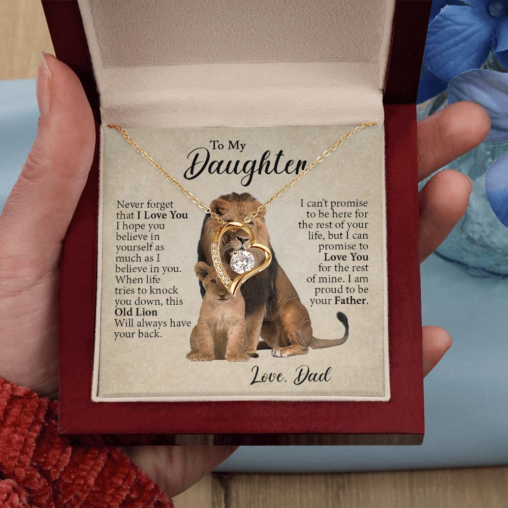 To My Daughter | This Old Lion Will Always Have Your Back | Forever Love Necklace Gift From Dad
