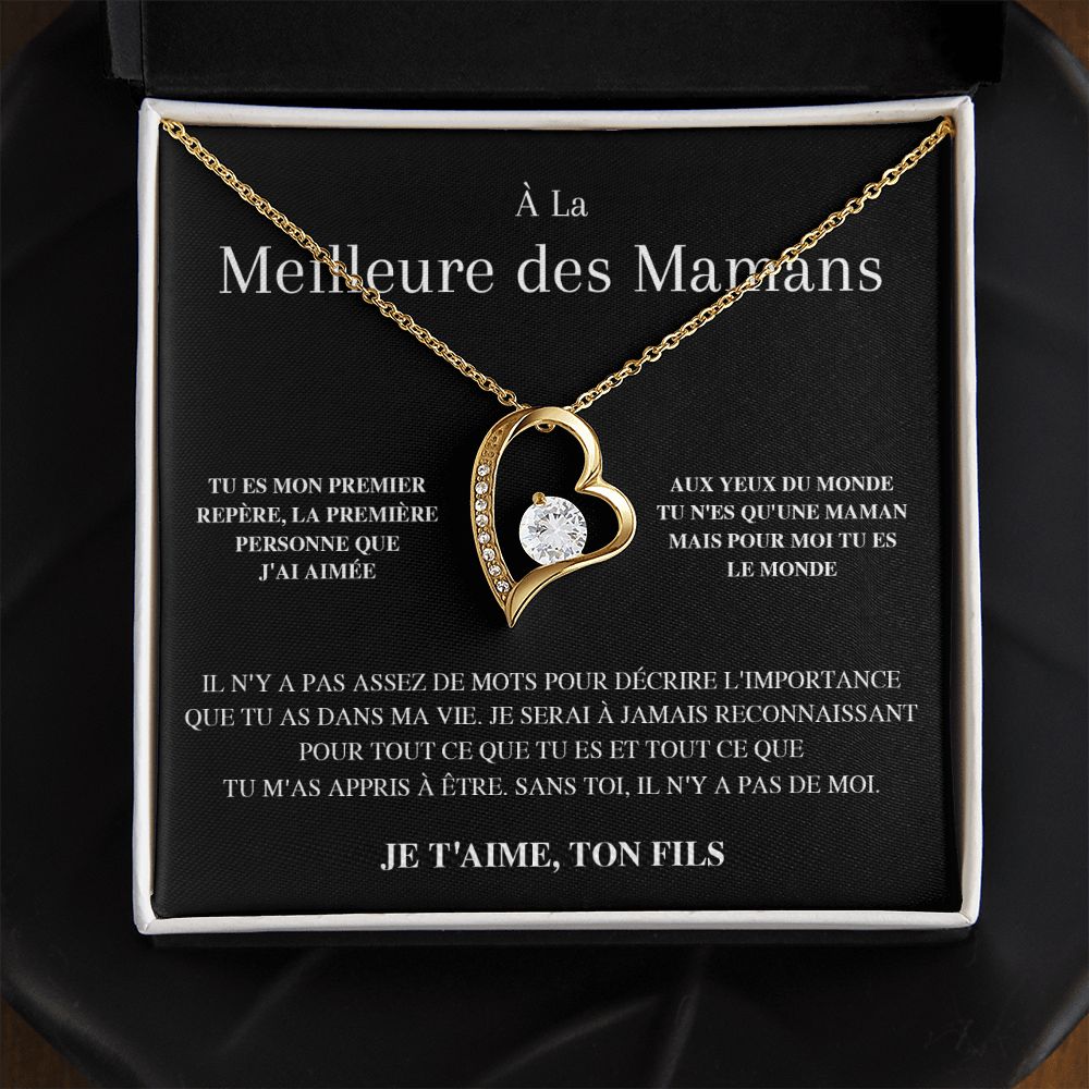 Collier Amour Éternel - À la meilleure des mamans - Je t'aime, ton fils - Cadeau pour Maman