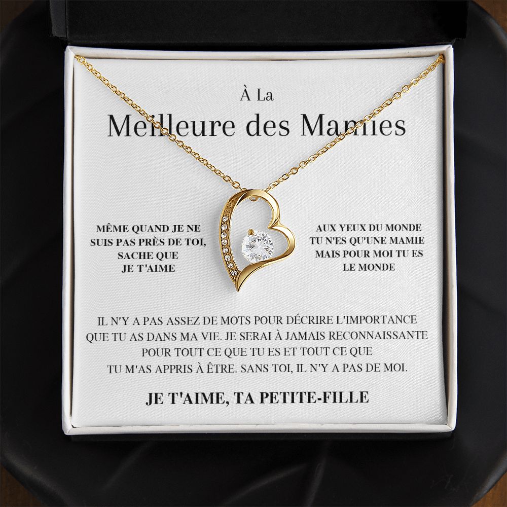 Collier Amour Éternel - À la meilleure des Mamies - Je t'aime, ta petite-fille - Cadeau pour Grand-mère