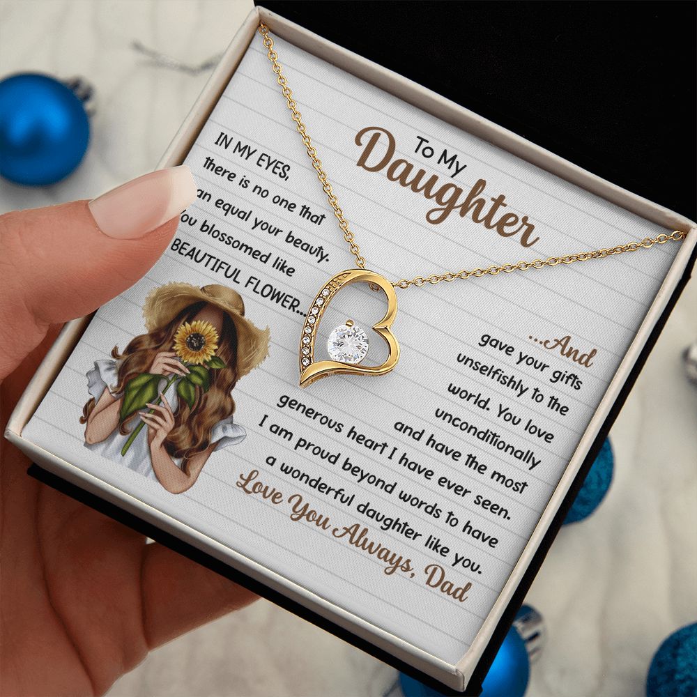 Daughter Beautiful Flower, Forever Love Necklace, Gift For Daughter From Dad, Christmas Gift Idea