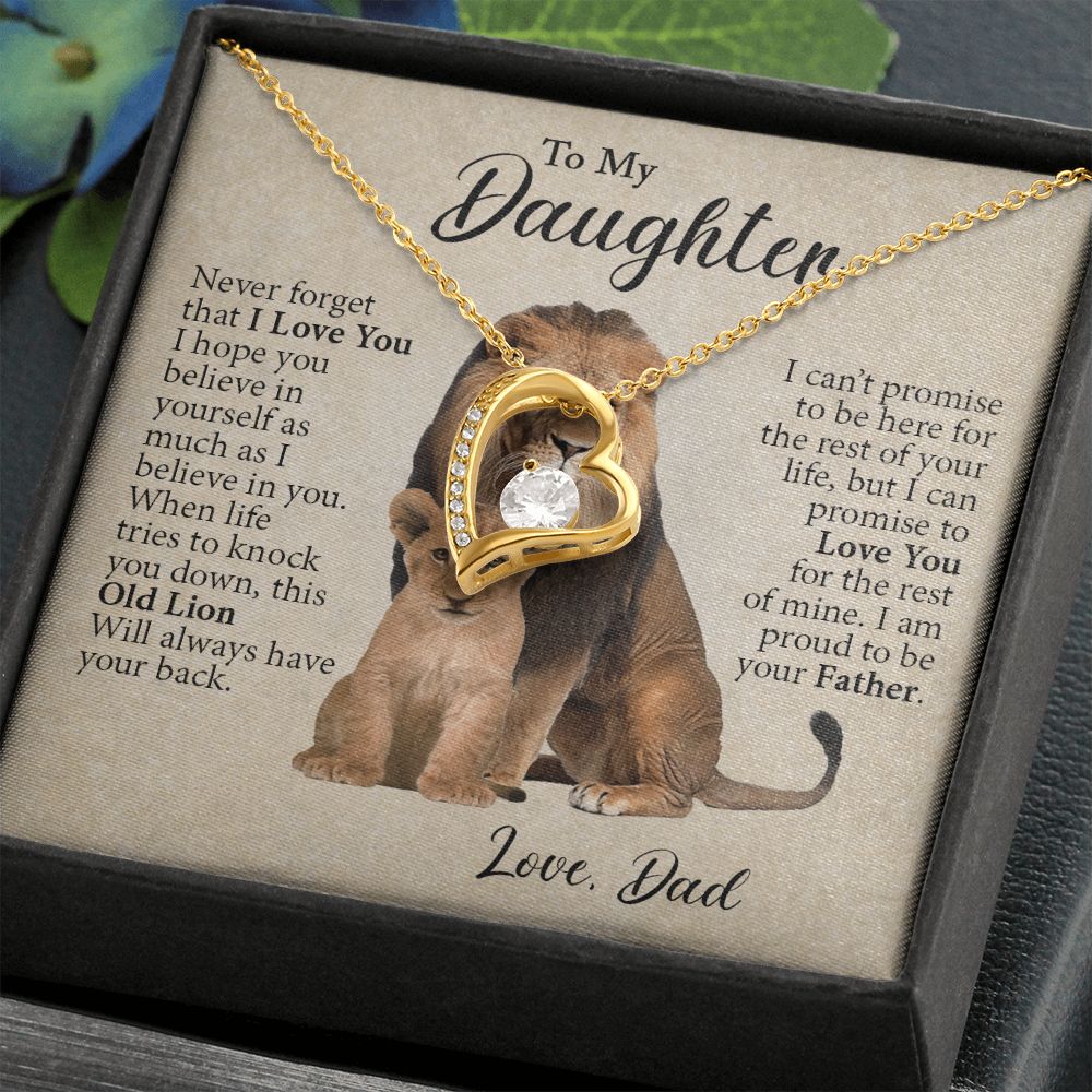 To My Daughter | This Old Lion Will Always Have Your Back | Forever Love Necklace Gift From Dad