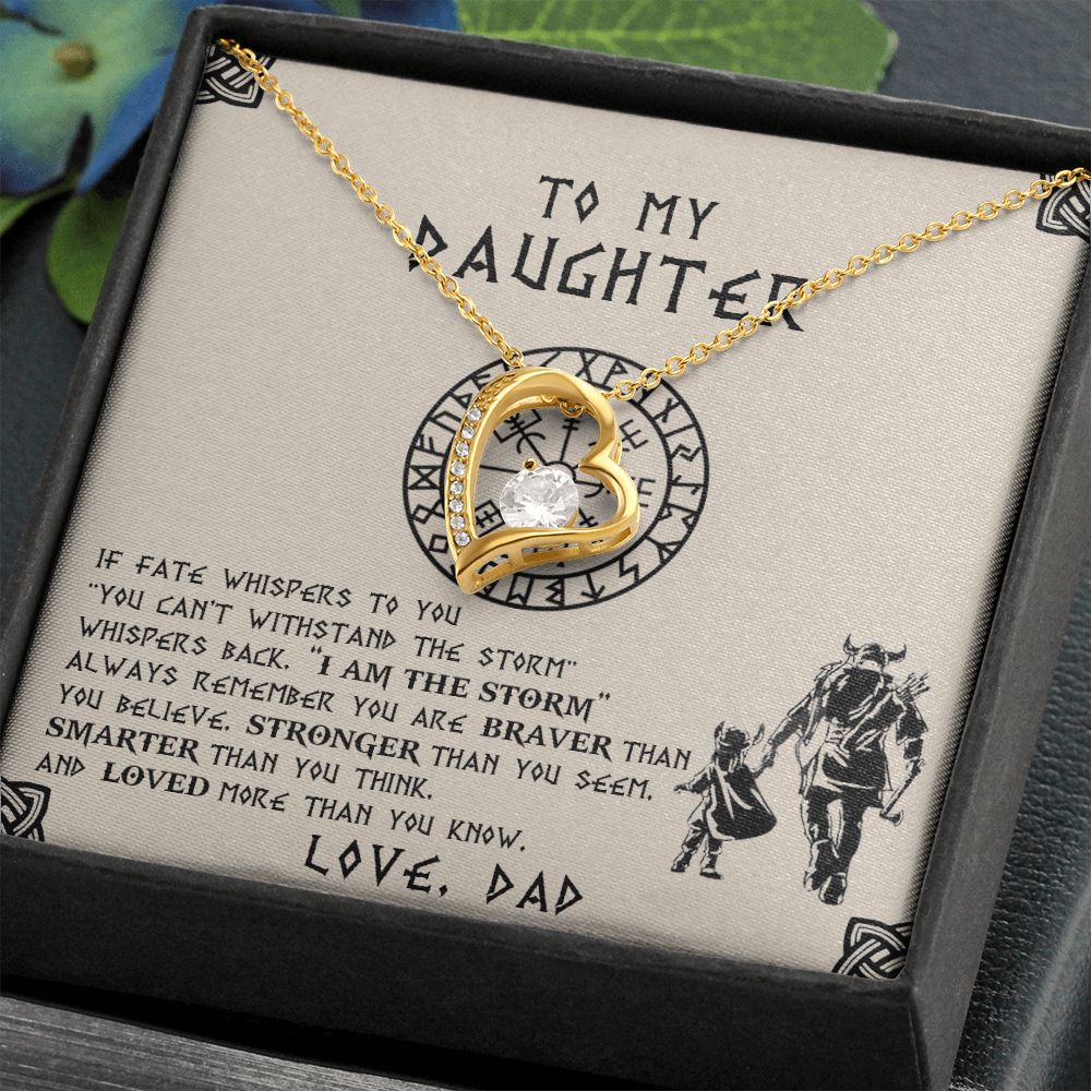 To My Daughter | The Storm | Viking Dad To Daughter Gift | Forever Love Necklace