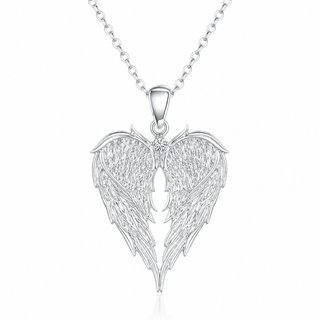 Angel Heart Wing Necklace for Women – Silver Wings Pendant Jewelry Gift