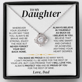 To My Daughter - From Dad - Love Knot Necklace Gift Set