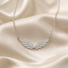 Crystal Angel Wing Necklace for Women – Silver Rhinestone Wings Pendant Jewelry Gift