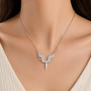 Small Angel Wing Necklace for Women – Crystal Silver Wings Pendant Jewelry Gift