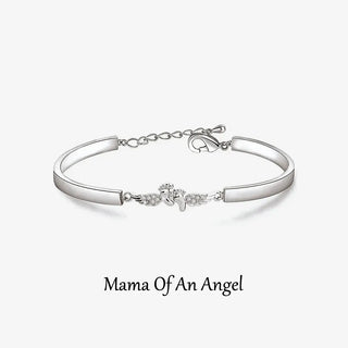 Personalized Memorial Bracelet – Mama of an Angel with Wing Charm