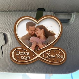 Custom Photo “Drive Safe, I Love You” Car Visor Clip – A Meaningful Keepsake for Couples