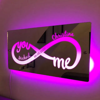 Customized Infinity Love Mirror Light with Couple Names – Perfect Romantic Gift for Couples