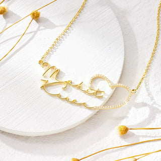 Diamond Double Name Necklace With Heart – A Personalized Symbol of Love