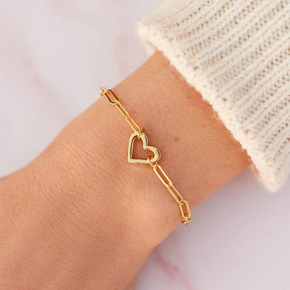 Open Heart Paperclip Chain Bracelet – Elegant and Stylish Jewelry