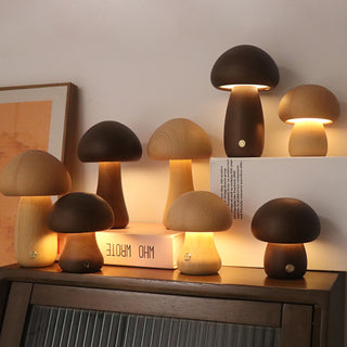 Wooden Cute Mushroom LED Night Light – Whimsical Glow for Your Cozy Space