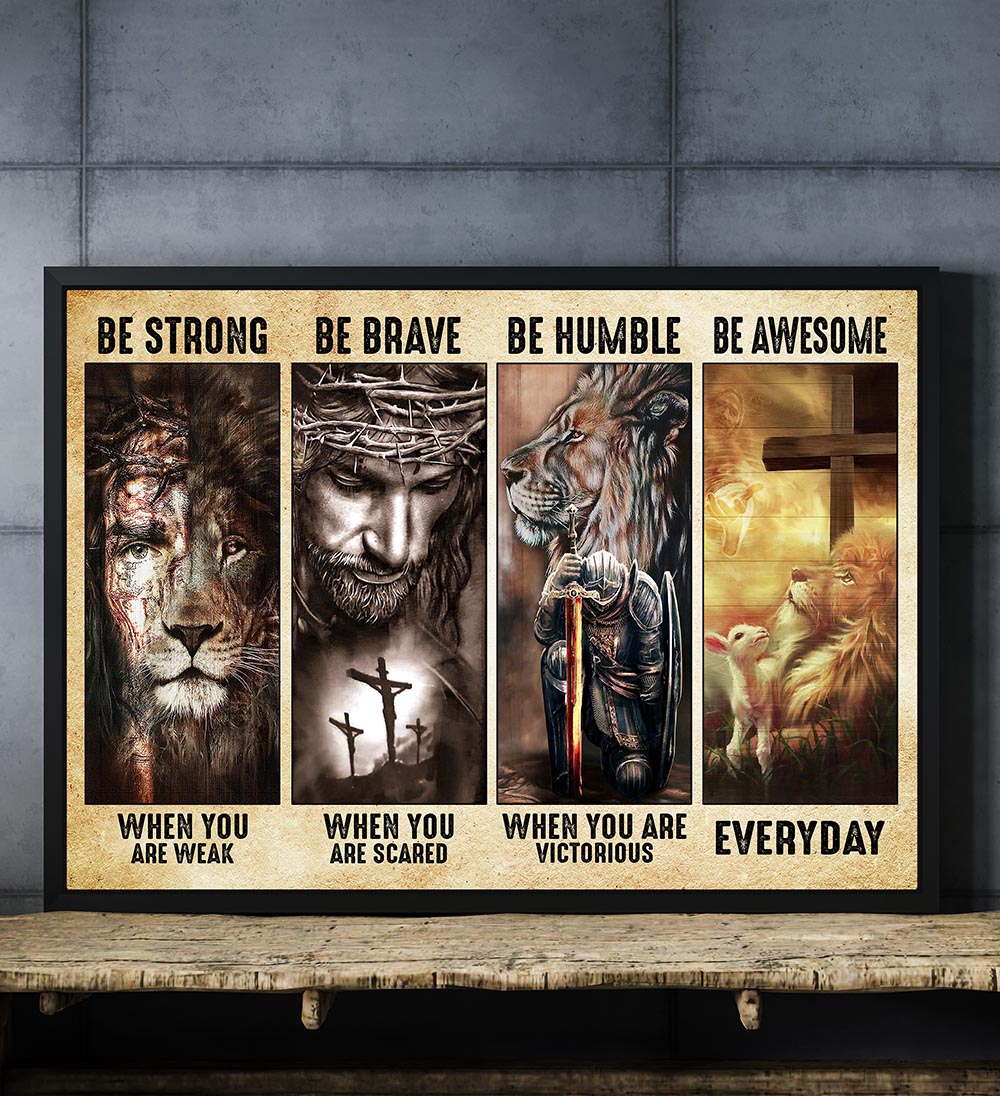 Be Awesome Everyday God Lion Framed Canvas - Wall Art Decor