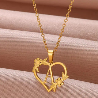 Gold Flower Initial Necklace – A Personalized Bloom of Elegance